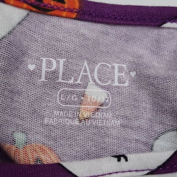 Girls Friendly Ghosts Pumpkins Printed Purple Halloween Dress Size Large L 10/12 - Picture 5 of 6